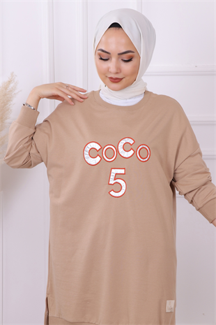 Önü Coco Yazılı Sweat Vizon