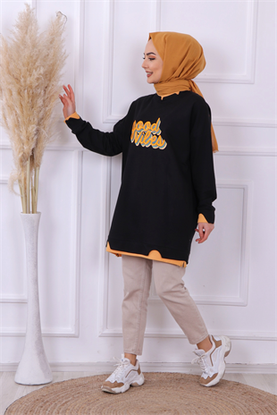 Önü Good Vibes Yazılı Sweat Siyah