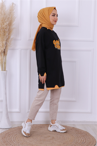 Önü Good Vibes Yazılı Sweat Siyah