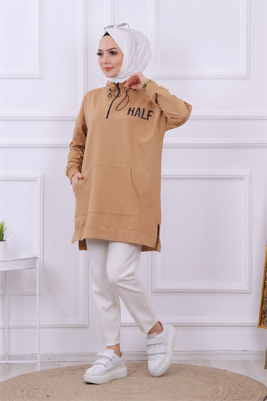 Önü Half Yazı Baskılı Sweat
