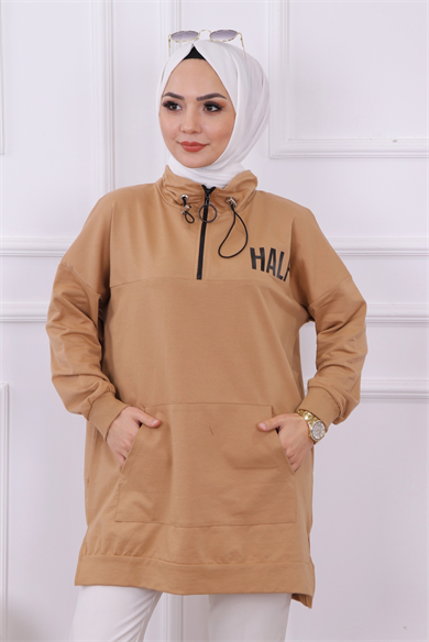 Önü Half Yazı Baskılı Sweat