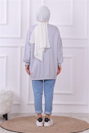 Önü Live Yourstyle Yazılı Sweat Gri