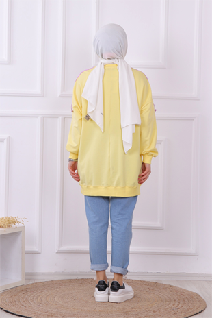 Önü Live Yourstyle Yazılı Sweat Sarı