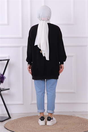 Önü Live Yourstyle Yazılı Sweat Siyah