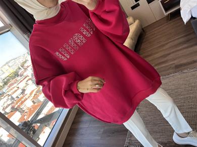Önü Miu Miu Yazılı Sweat Pembe 