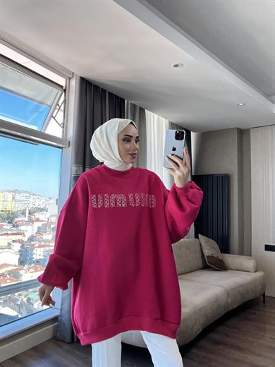 Önü Miu Miu Yazılı Sweat Pembe 