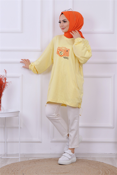 Önü Nakışlı Sweat Sarı