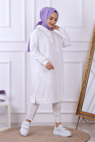 Önü Natural Yazılı Sweat Beyaz