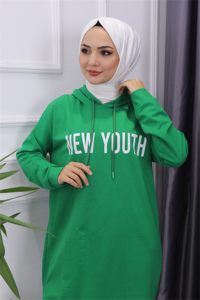 Önü New Youth Yazılı Sweat Yeşil