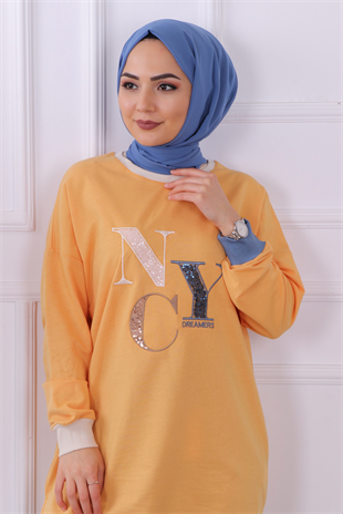 Önü Nyc Yazılı Sweat Sarı