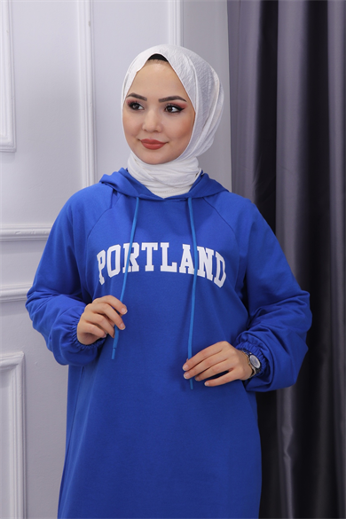 Önü Portland Yazılı Sweat Lacivert