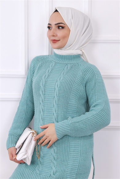 Önü Saç Örgülü Tunik 