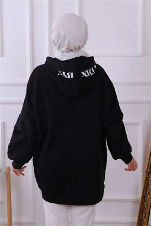 Önü Stop Yazılı Sweat Siyah