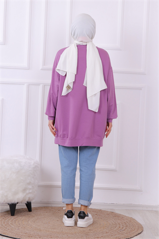 Önü Taşlı Sweat Mürdüm