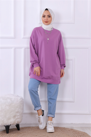 Önü Taşlı Sweat Mürdüm