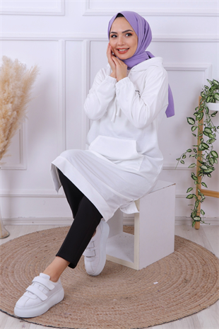 Önü Yazılı Sweat Beyaz