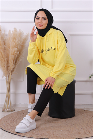 Önü Yazılı Sweat Sarı