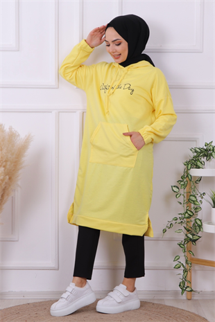 Önü Yazılı Sweat Sarı