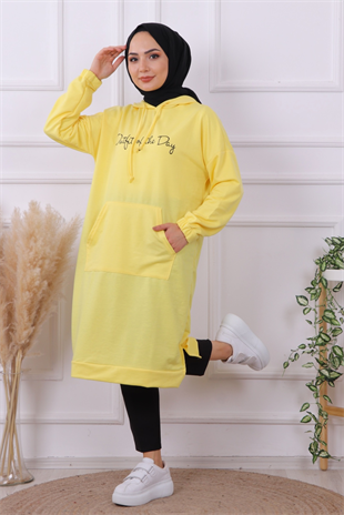Önü Yazılı Sweat Sarı