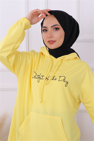 Önü Yazılı Sweat Sarı