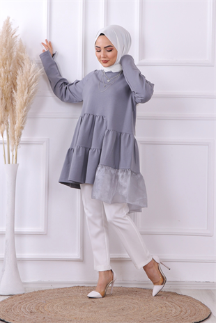 Organze Tül Detaylı Sweat