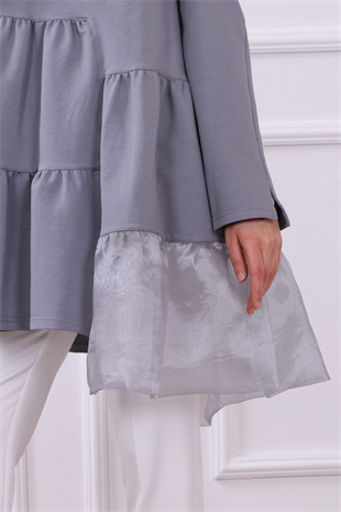 Organze Tül Detaylı Sweat