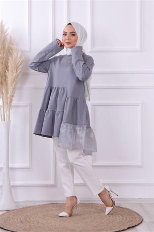 Organze Tül Detaylı Sweat