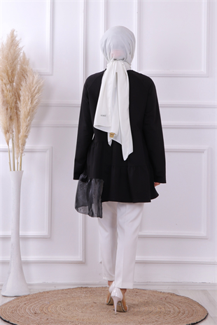 Organze Tül Detaylı Sweat Siyah