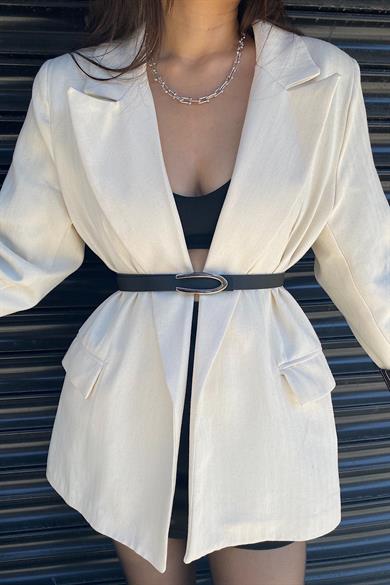 Oval Deri Kemer Siyah