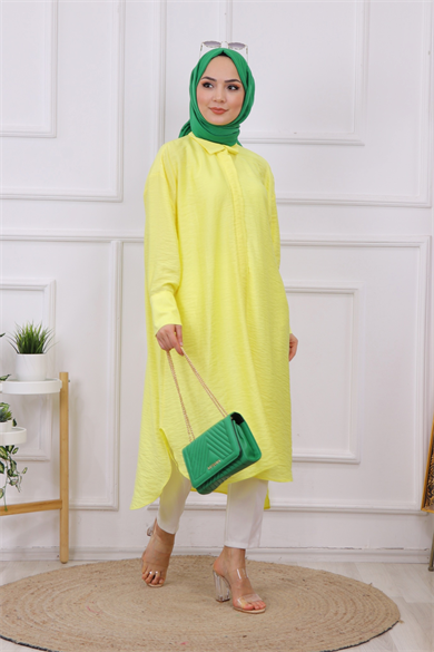 Oval Kesim Tunik Sarı