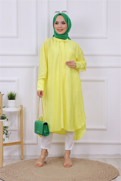 Oval Kesim Tunik Sarı