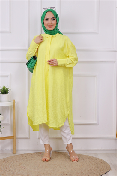 Oval Kesim Tunik Sarı