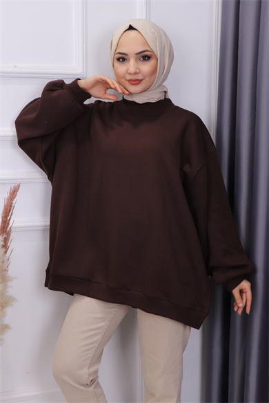 Oversize Balon Kol Tunik Kahve
