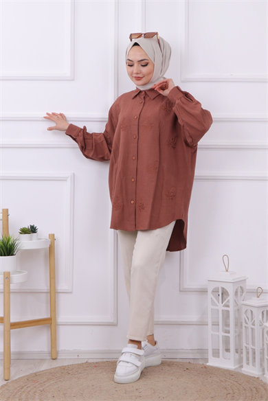 Palmiye Desen Tunik Kahve