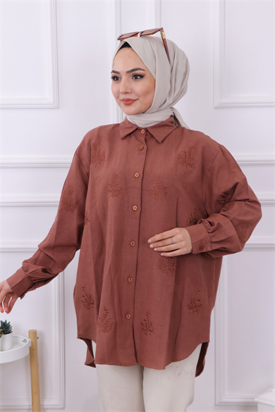 Palmiye Desen Tunik Kahve