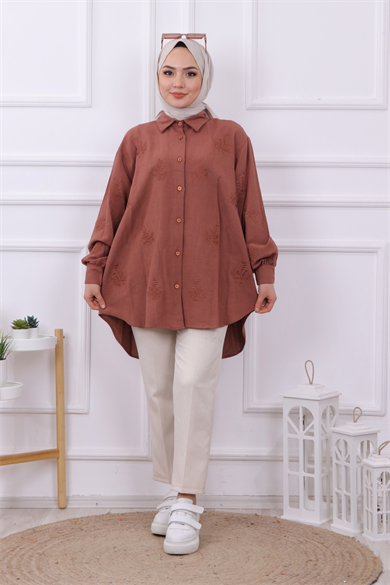 Palmiye Desen Tunik Kahve