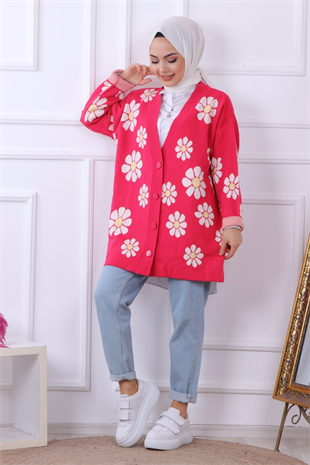 Papatyalı  Hırka Pembe