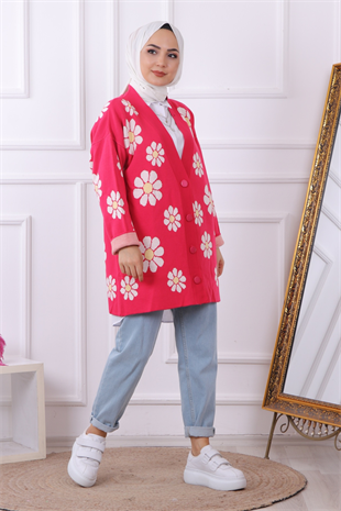 Papatyalı  Hırka Pembe