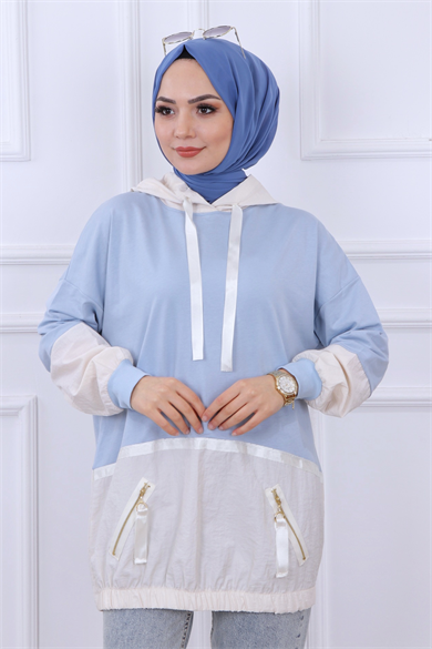 Paraşüt Detaylı Kapşonlu Sweat 