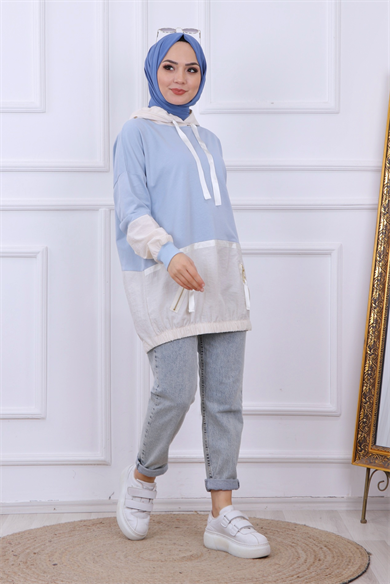 Paraşüt Detaylı Kapşonlu Sweat 