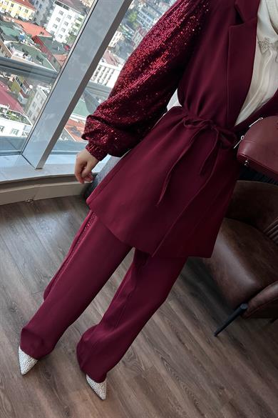 Payet Detaylı İkili Takım Bordo