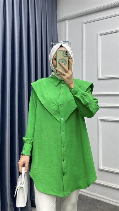 Pelerinli Tunik Benetton Yeşili