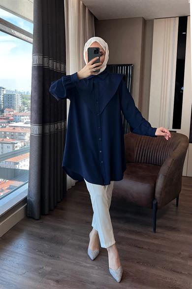 Pelerinli Tunik Lacivert