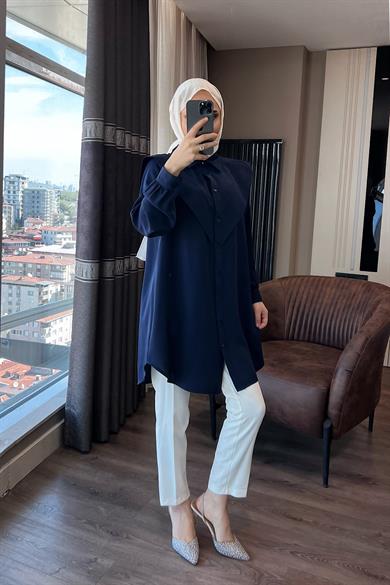 Pelerinli Tunik Lacivert