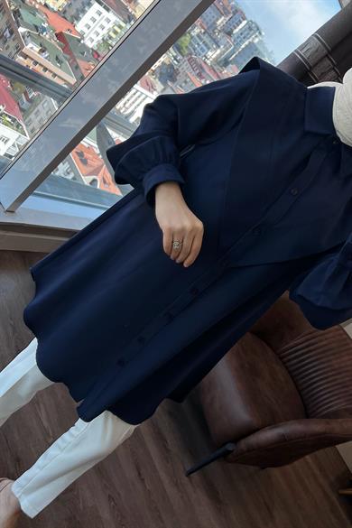Pelerinli Tunik Lacivert