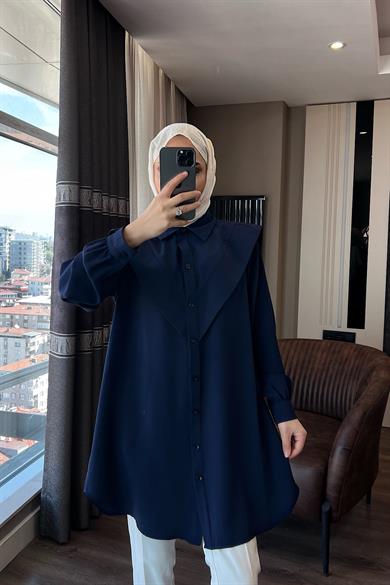 Pelerinli Tunik Lacivert