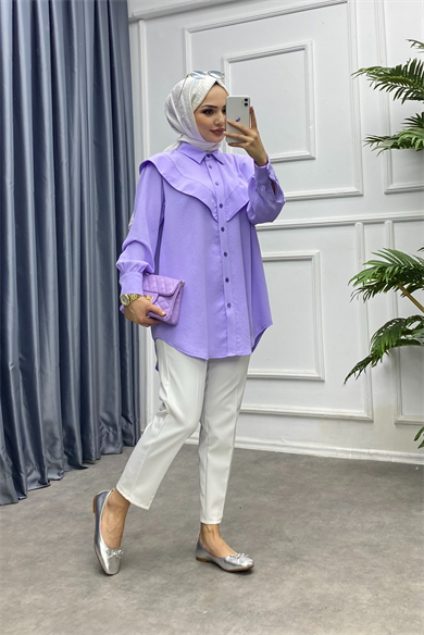Pelerinli Tunik Lila