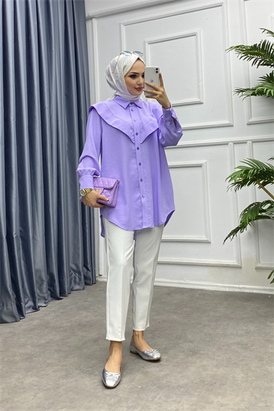 Pelerinli Tunik Lila