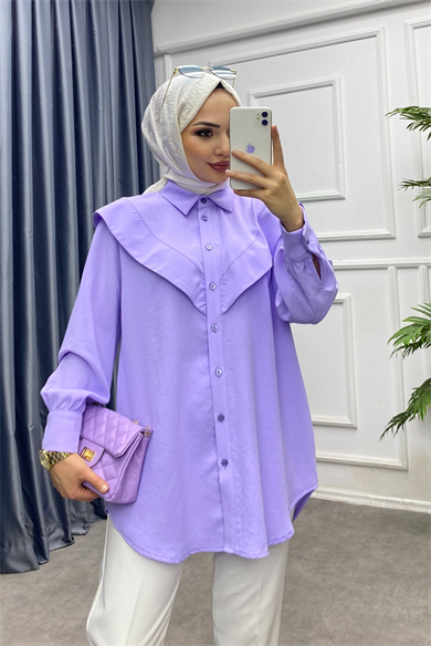 Pelerinli Tunik Lila