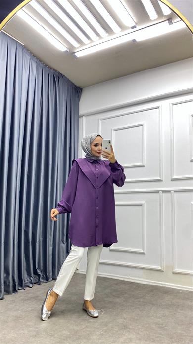 Pelerinli Tunik Mor